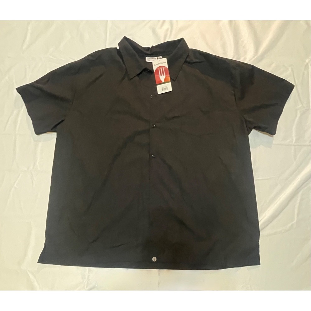 CHEF WORKS MENS SHIRT SIZE 4XL‎ BLACK BUTTON UP